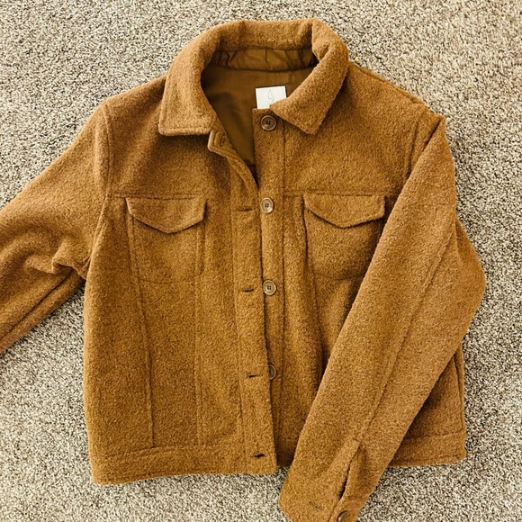 Joie Brown Camel Fall Wool-like Shacket - Picture 1 of 3